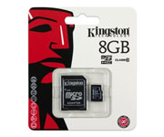 CARTAO MICRO SD 8GB KINGSTON CLASSE 10 COM ADAPT