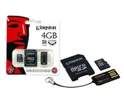 CARTAO MICRO SD 4GB KINGSTON COM ADAPT E USB